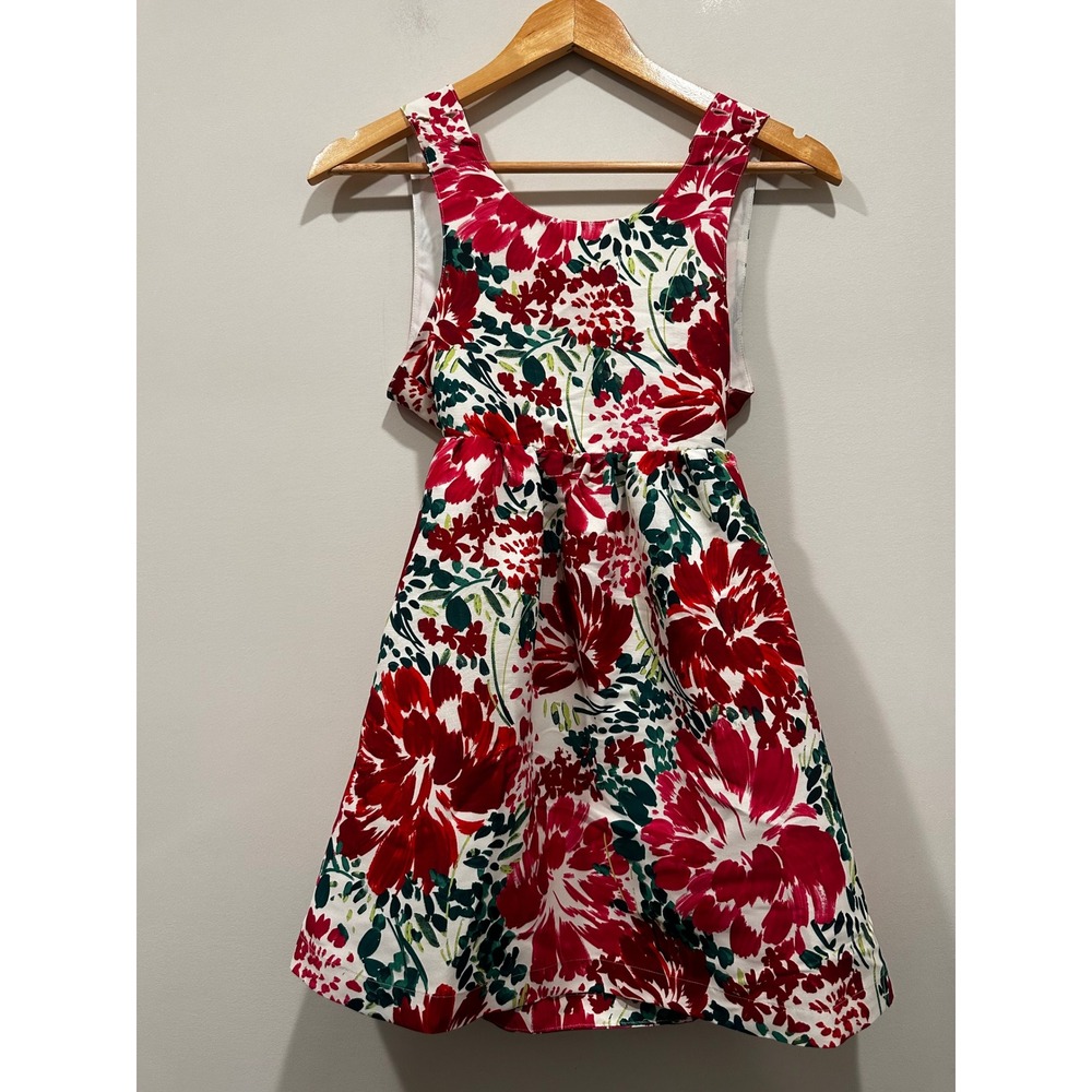 Vineyard Vines Girls Cross Back Dress Brush Floral Marsh Red Green Size S NWT